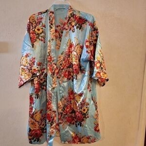 Floral Robe with Tie Belt Womens Size M